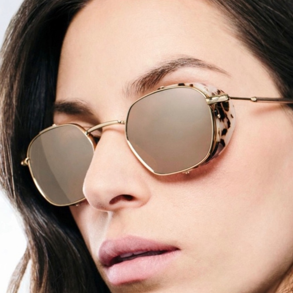 KREWE Ward Blinker 24K Titanium+Oyster Aviator Mirrored Sunglasses